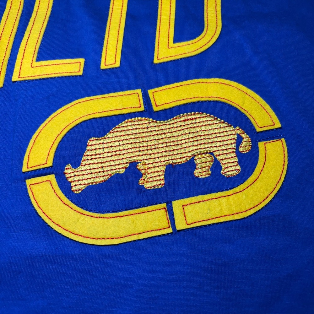 Ecko Unltd Y2K Shirt Men 2XLT Blue Graphic Embroidered Streetwear Hip Hop Skater - Picture 6 of 8